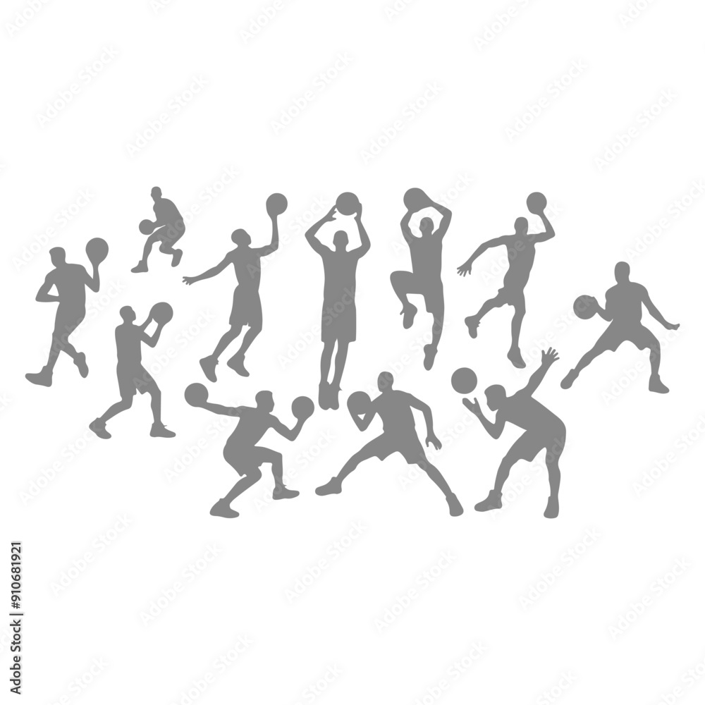 Vector set of silhouettes of basketball players, Basketball silhouettes. Man basketball player silhouette vector Vector set of silhouettes of basketball players, Basketball silhouettes. Man basketball player silhouette vector