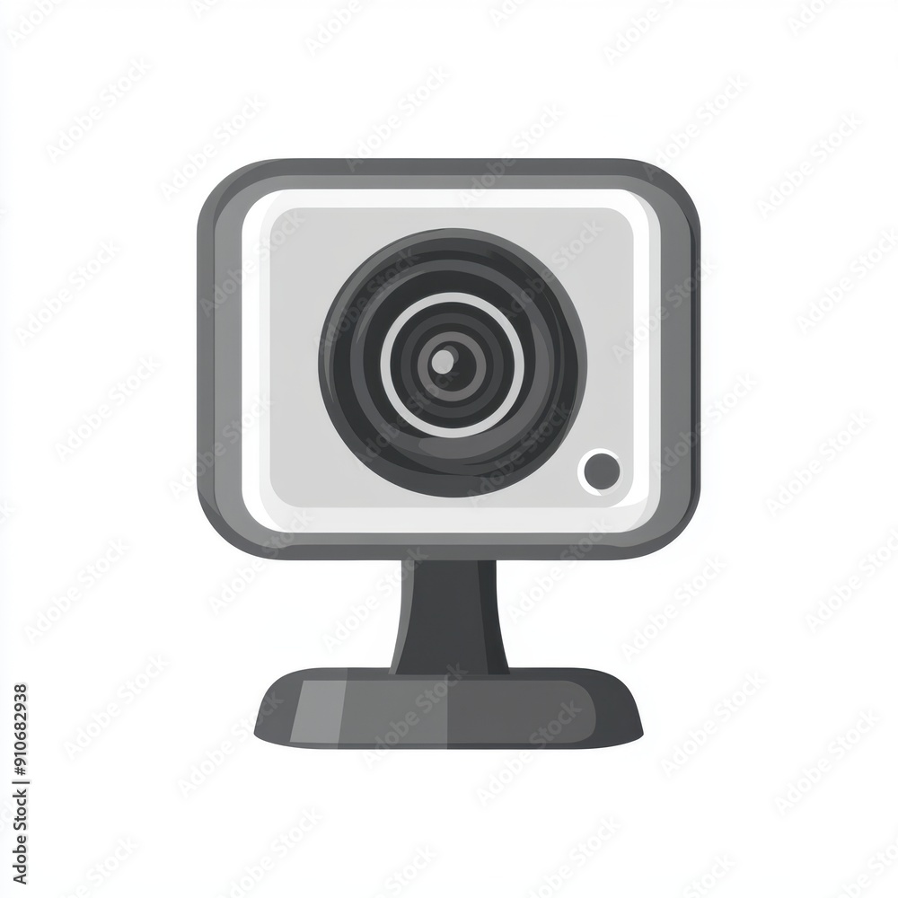 Modern Webcam Icon with Online Video Element in Minimalist Grey and White Design on White Background Modern Webcam Icon with Online Video Element in Minimalist Grey and White Design on White Background