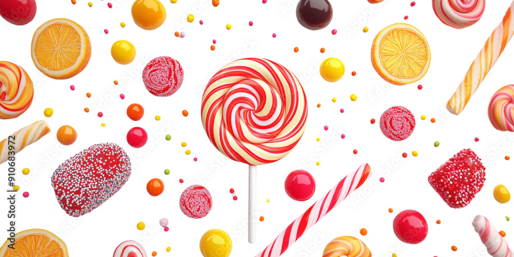 Colorful candies and lollipops on white background
Colorful candies and lollipops on white background