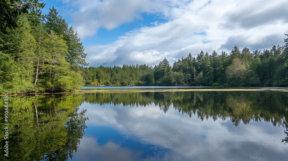 Mirror lake Washington in the summer : Generative AI