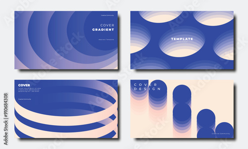 Set of template background design vector. Collection of creative abstract gradient vibrant colorful perspective geometric shape background. Art design for business card, cover, banner, wallpaper.