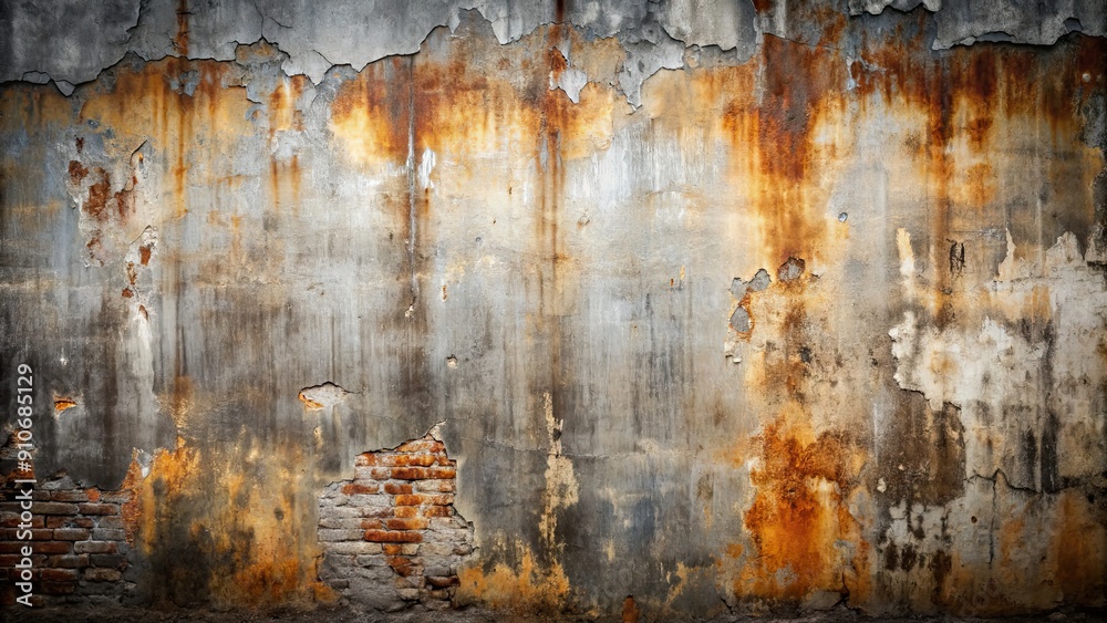 Naklejka premium Grunge ruined rusty grey wall background , grunge, ruined, rusty, grey, wall, background, texture, old, weathered, decay, aged