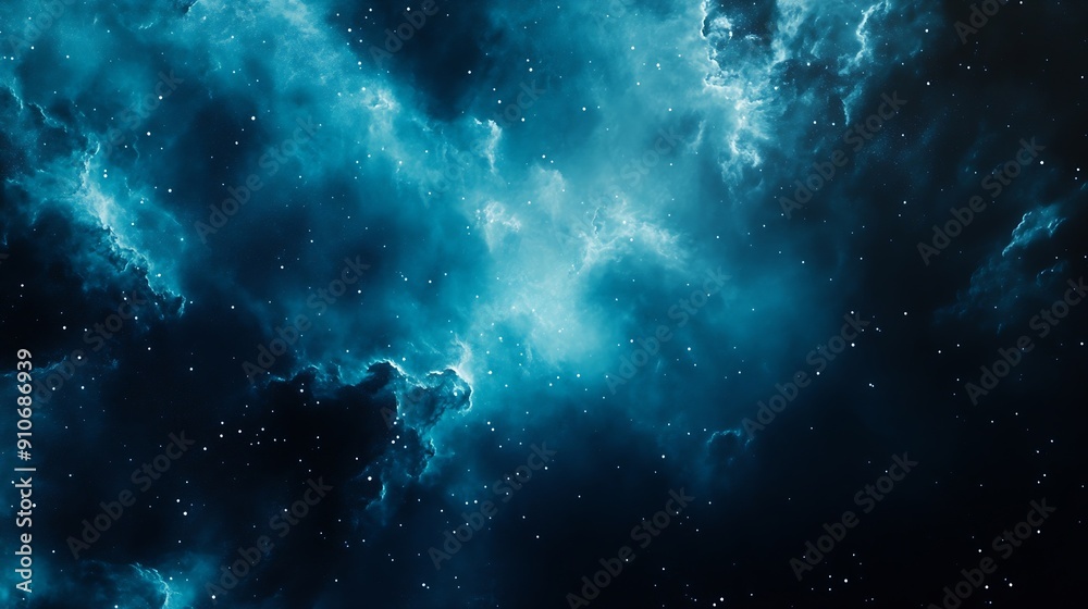 Fototapeta premium Ethereal Nebula Background This turquoiseblue background image will slip seamlessly into your next slide presentation : Generative AI