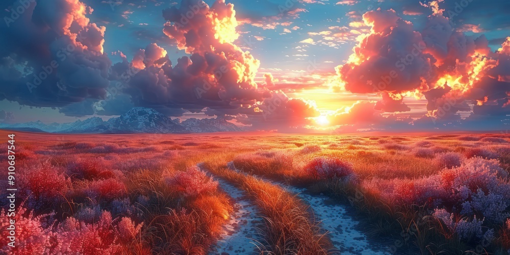 Serene Sunset Over a Field of Wildflowers Serene Sunset Over a Field of Wildflowers