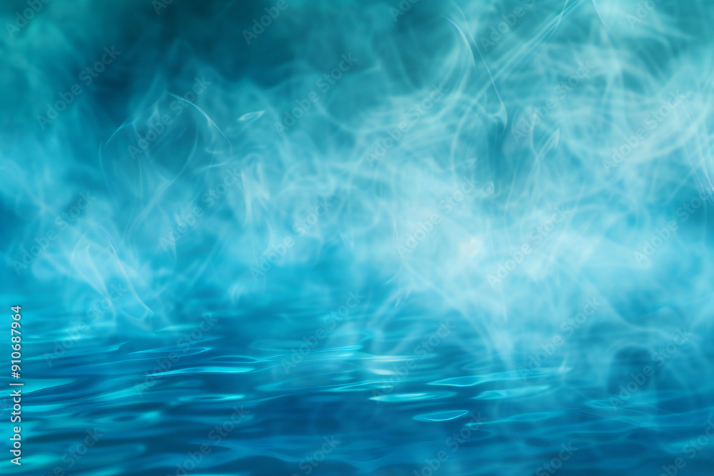 Serene Blue Mist Over Water Creating a Calm and Mystical Background Copyspace Serene Blue Mist Over Water Creating a Calm and Mystical Background Copyspace