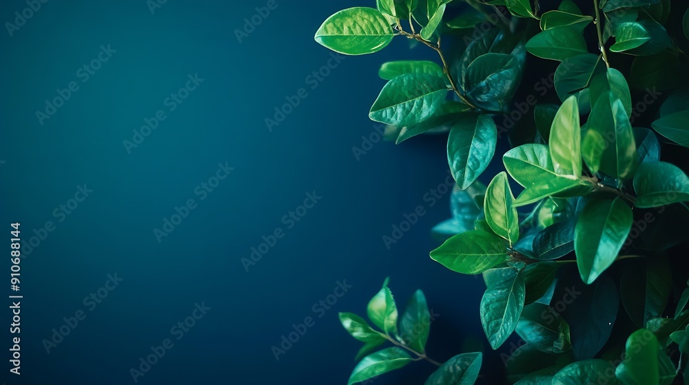 Blue background and green plants for powerpoint template : Generative ...