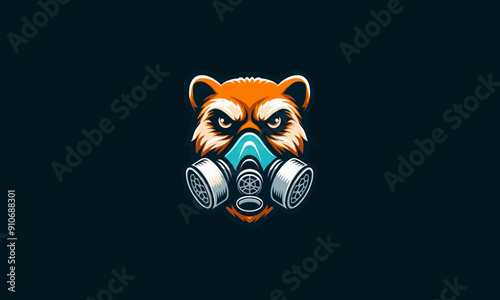 head meerkat wearing respirator vector mascot flat design photo