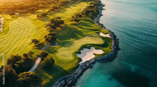 Aerial view of golf area, Camera slow motion with different angles