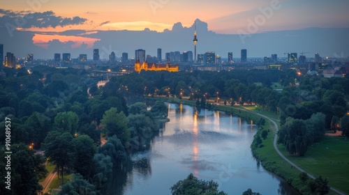 Majestic View of Olympiapark in Munich: A Stunning Landscape of Greenery and Architecture