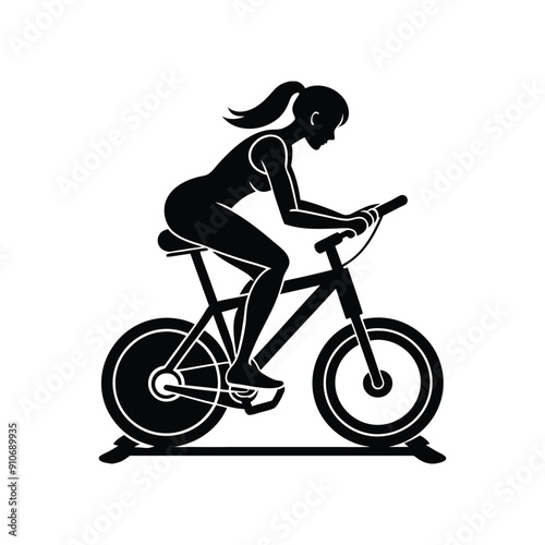 exercise bike with girl silhouette
