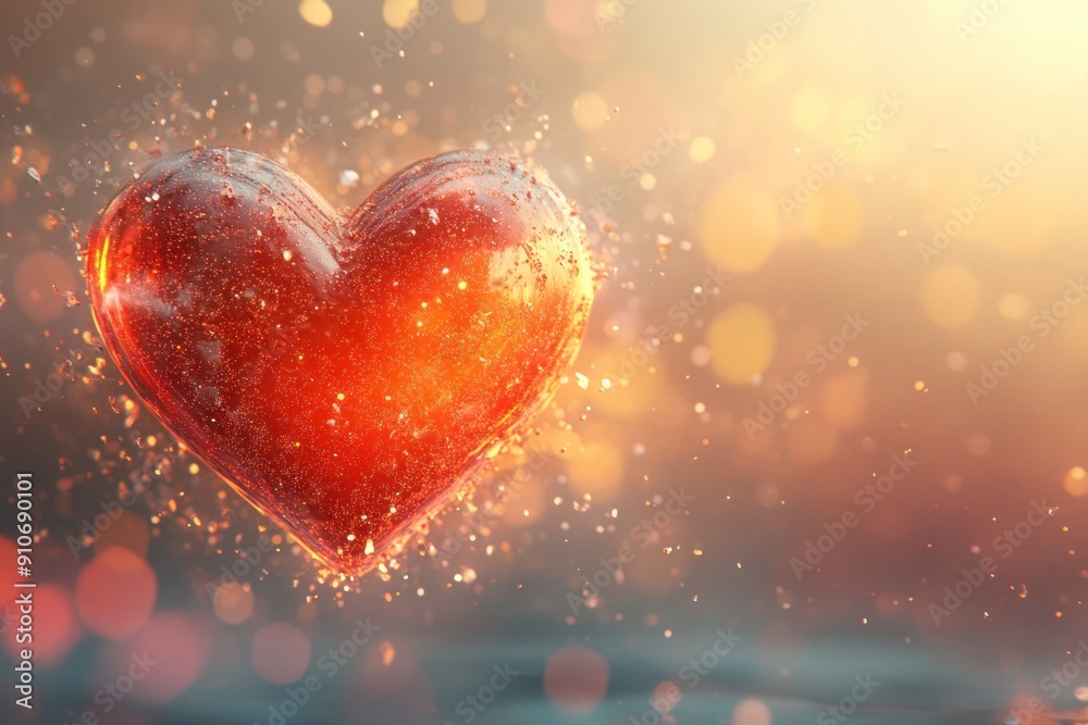 A 3D illustration of a heart floating in a digital space filled with light particles. The background is a soft, neutral gradient, offering ample copy space for World Heart Day awareness messages. The A 3D illustration of a heart floating in a digital space filled with light particles. The background is a soft, neutral gradient, offering ample copy space for World Heart Day awareness messages. The