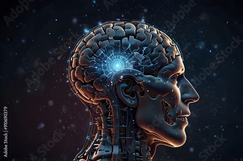 the head with the brain