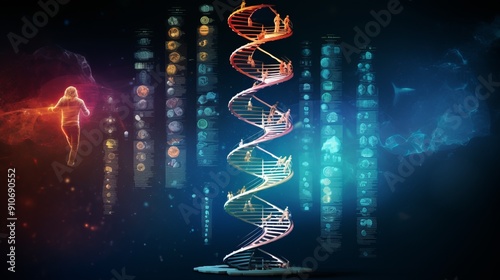 Detailed close-up of dna helix structure illustrating molecular evolution and chromosome dynamics in biotechnology research, featuring advanced genetic sequencing and molecular science concepts for me