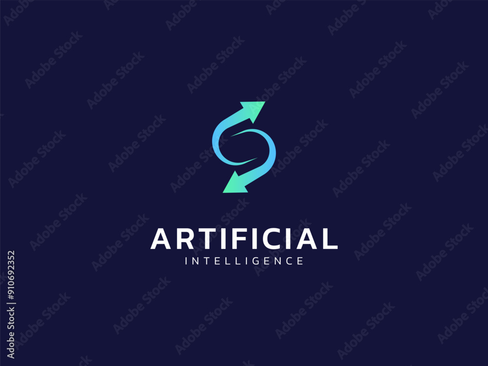 Artificial intelligence with letter s Trade Arrows technology Analysis logo vector design concept. AI technology logotype symbol for advance technology, tech company, ui, online network, robotics, web Artificial intelligence with letter s Trade Arrows technology Analysis logo vector design concept. AI technology logotype symbol for advance technology, tech company, ui, online network, robotics, web
