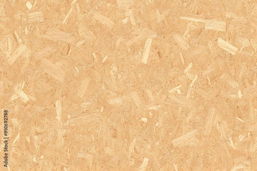 Obraz premium Seamless compressed wood particle board background texture. Tileable light brown pressed redwood, pine or oak fiberboard, plywood or OSB Oriented strand board backdrop pattern