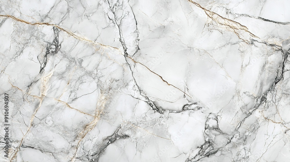 White Marble Surface with Gray and Golden Veins