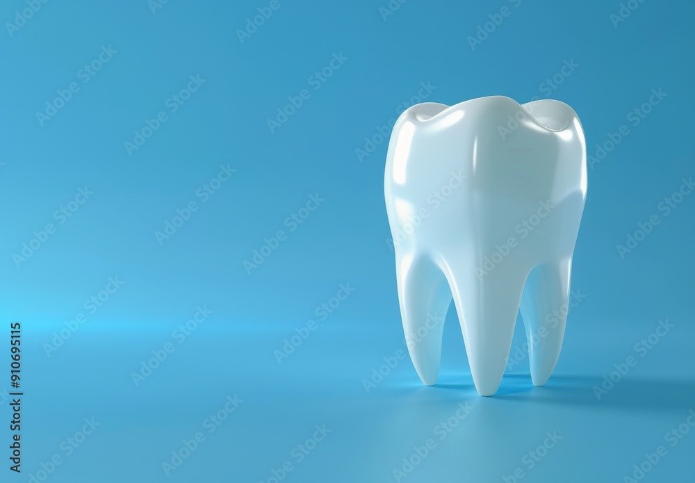 A Single White Tooth on a Blue Background A Single White Tooth on a Blue Background