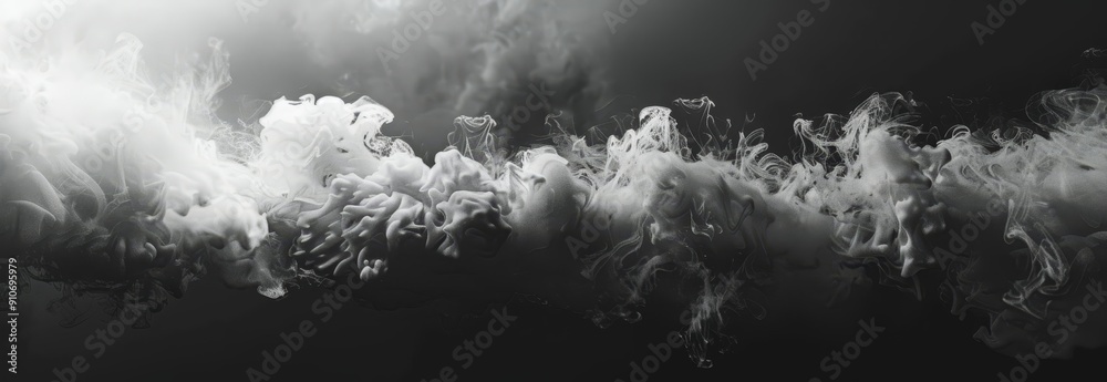 Abstract Swirling White Smoke on a Dark Background Abstract Swirling White Smoke on a Dark Background