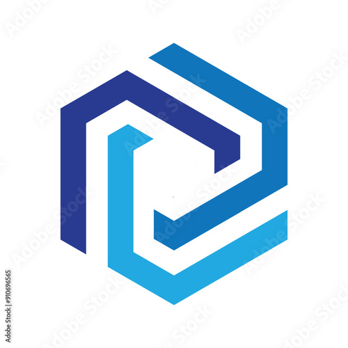 Картината върху платно This is a flat logo of three interlocked segments forming a hexagonal shape in b