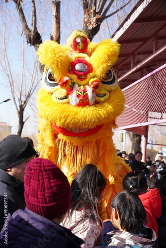 Beijing China, February 10, 2024, Chinese New Year Lion Dance