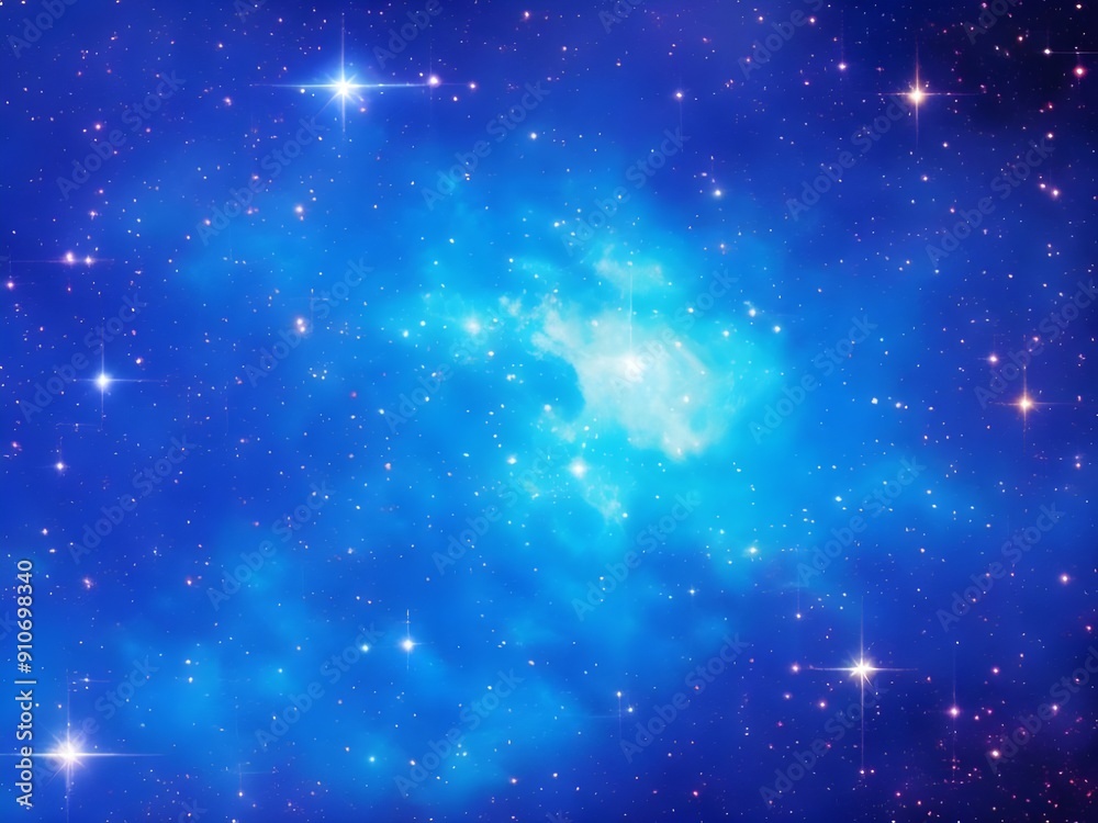 Galaxy Universe: Smooth Background with Bright Blue Nebula and Stars Galaxy Universe: Smooth Background with Bright Blue Nebula and Stars
