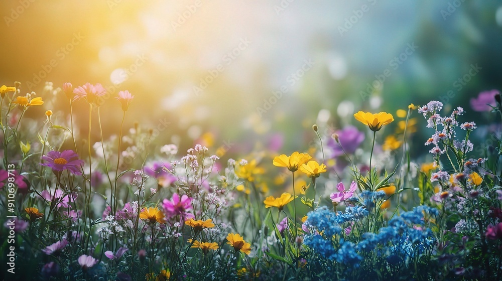 Sun-Kissed Meadow Symphony: A vibrant symphony of wildflowers dance in a sun-drenched meadow, their colorful blooms radiating joy and tranquility. Sun-Kissed Meadow Symphony: A vibrant symphony of wildflowers dance in a sun-drenched meadow, their colorful blooms radiating joy and tranquility.