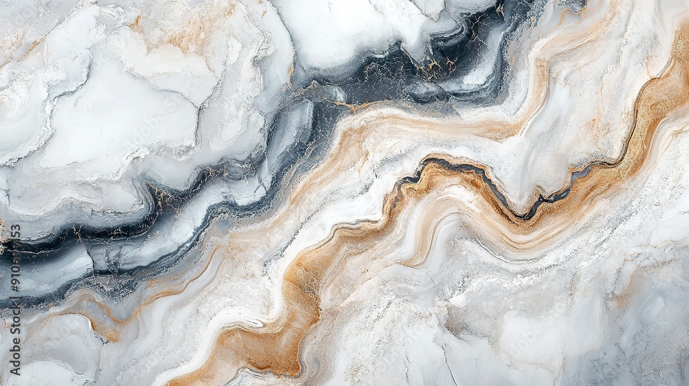 Fototapeta premium Abstract Marble Swirls with Grey, White, and Gold Tones