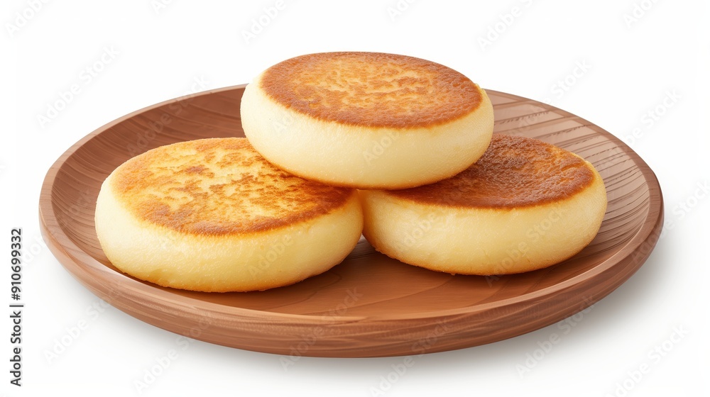 Traditional Chinese Shaobing pancakes served on a wooden plate. Traditional Chinese Shaobing pancakes served on a wooden plate.