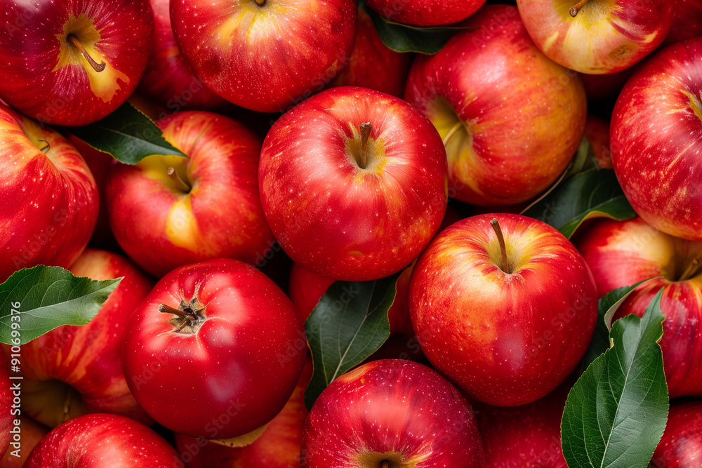 Ripe red apples piled in a background of tasty and juicy fruits Ripe red apples piled in a background of tasty and juicy fruits