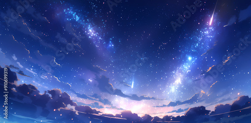 anime night sky stars and galaxy background