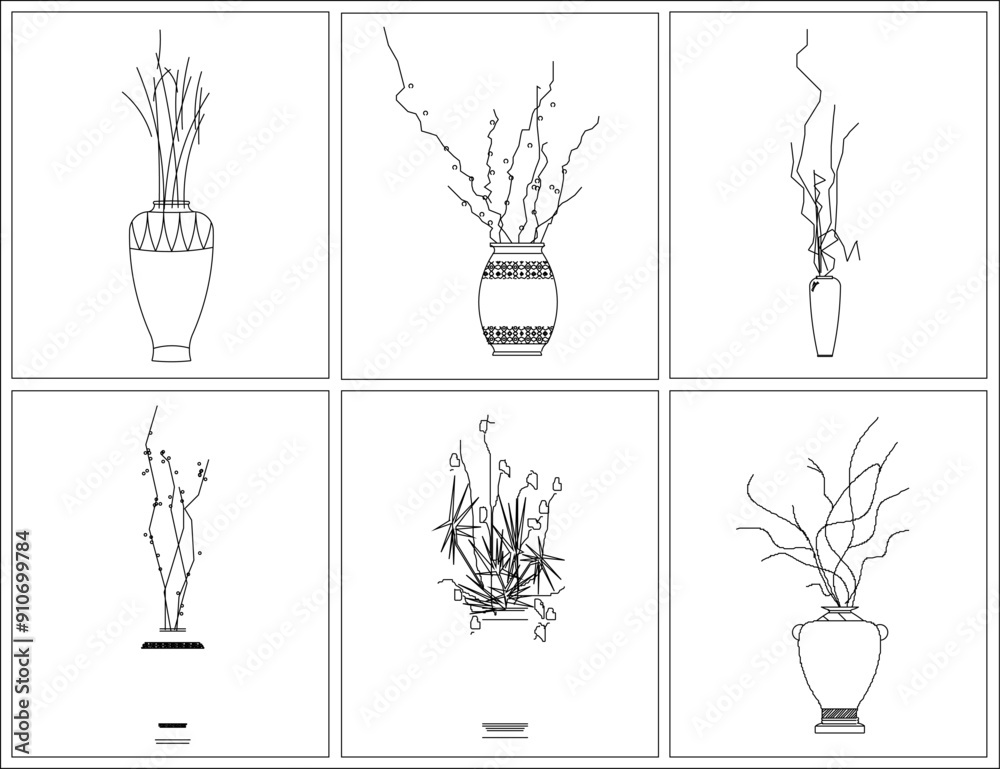 Vector sketch illustration of silhouette design of wall decoration painting of ornamental plants with beautiful graphics for home interior and greening of city parks Vector sketch illustration of silhouette design of wall decoration painting of ornamental plants with beautiful graphics for home interior and greening of city parks