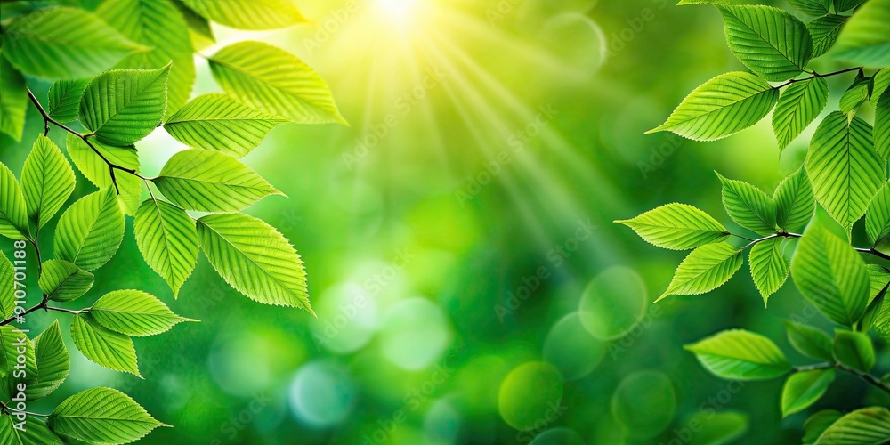 Naklejka premium Green leaves background with vibrant foliage in a natural setting, nature, environment, greenery, plants, lush, outdoors