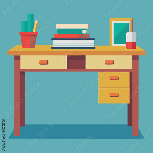 office desk vector silhouette icon for design