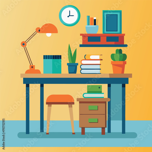 office desk vector silhouette icon for design