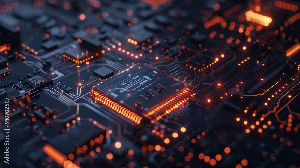 Abstract Digital Circuit Board with Glowing Lines Abstract Digital Circuit Board with Glowing Lines