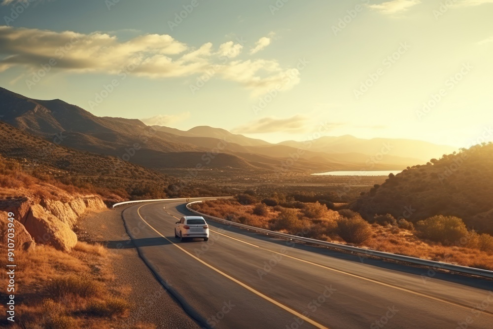 Road car landscape mountain.