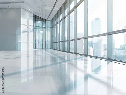 Wallpaper Mural Modern Office Interior with Floor-to-Ceiling Windows and City Skyline View Torontodigital.ca