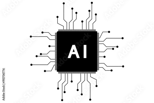半導体　AI イメージ　イラスト　黒