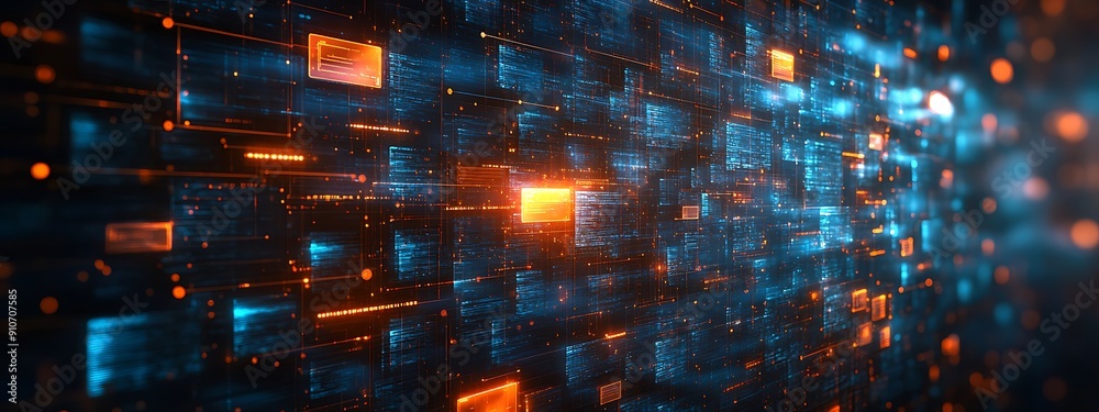 custom made wallpaper toronto digital Abstract network grid with files and folders, futuristic software interface, digital document management system, store, search and organize documents, corporate business, paperless office