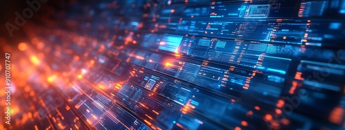 Wallpaper Mural  Abstract network grid with files and folders, futuristic software interface, digital document management system, store, search and organize documents, corporate business, paperless office Torontodigital.ca