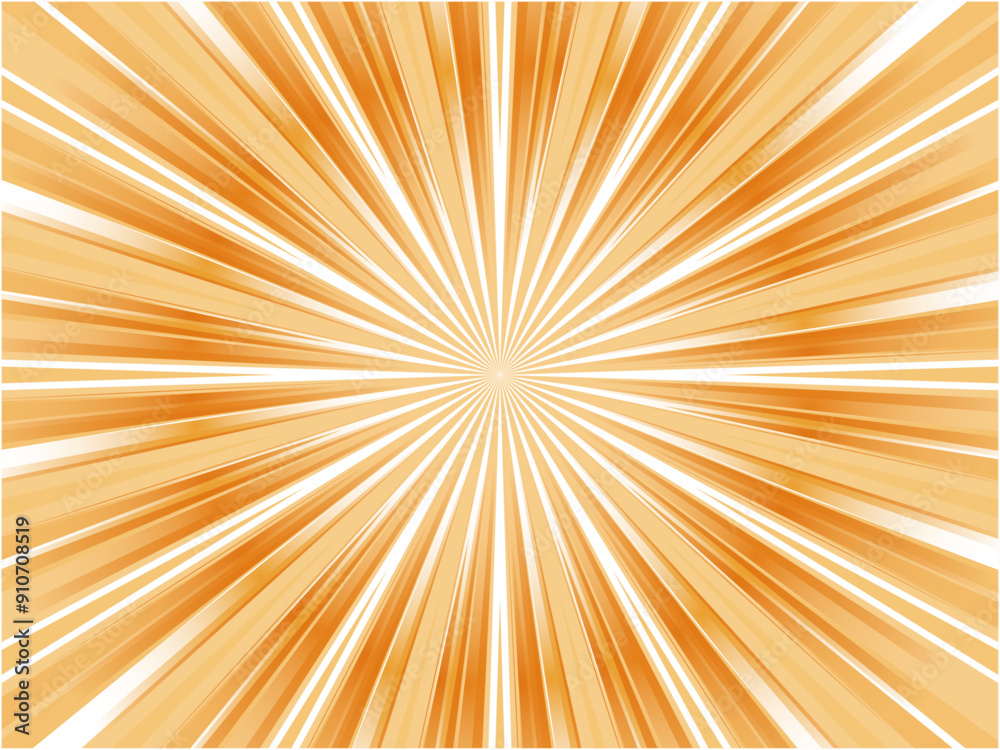 Obraz premium 鮮やかに勢いよく放射するイメージの集中線背景素材_オレンジ色