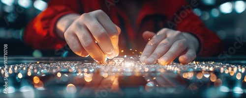 Skilled Jeweler Setting Gemstones in Ring under Bright Lights