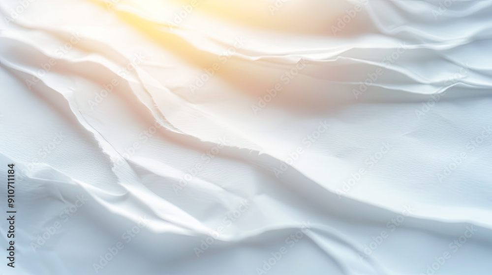 Fototapeta premium White crumpled paper texture background wallpaper backdrop pattern light abstract blank surface clean empty creased design minimalism simple detail copy space rough soft light bright