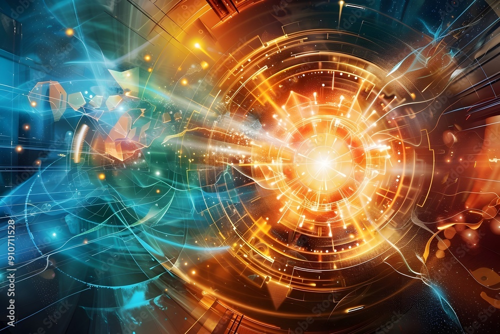 Abstract Technology Background with Bright Glowing Circle. Abstract Technology Background with Bright Glowing Circle.