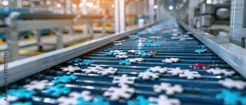 Wallpaper Mural Production Line Automation: Conveyor Belt Sorting Jigsaw Puzzle Pieces for Assembly Process Torontodigital.ca