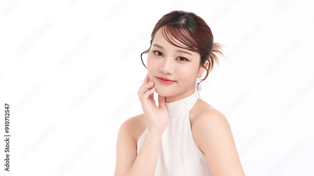 Beautiful young asian woman with clean fresh skin on white background, Face care, Facial treatment, Cosmetology, beauty and spa, Asian women portrait. Beautiful young asian woman with clean fresh skin on white background, Face care, Facial treatment, Cosmetology, beauty and spa, Asian women portrait.