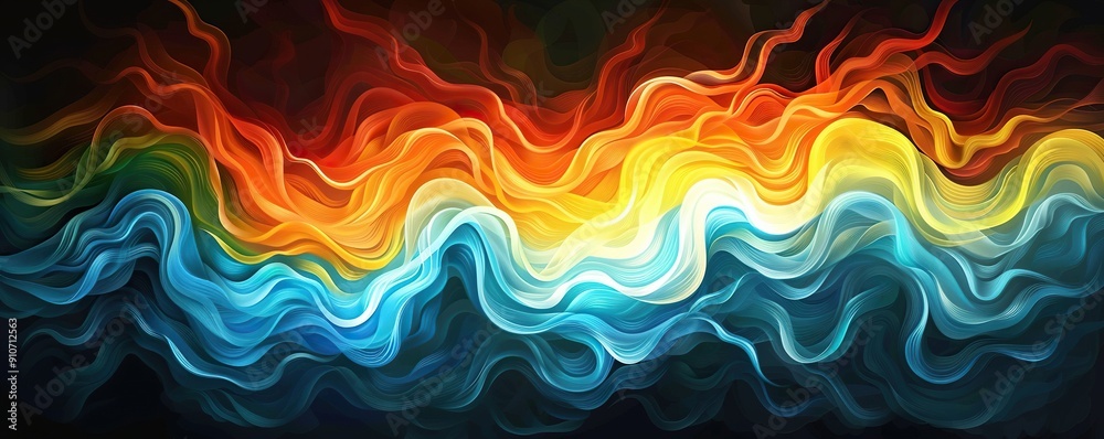 Abstract Wavy Lines in Shades of Orange, Yellow, and Blue Abstract Wavy Lines in Shades of Orange, Yellow, and Blue