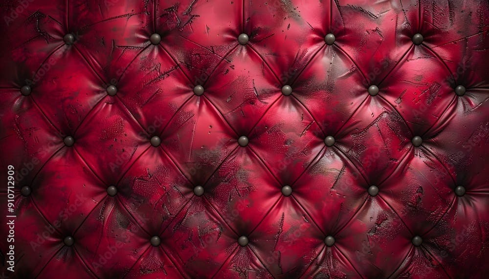 Red tufted leather upholstery