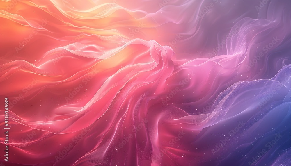 Fototapeta premium Abstract gradient background with shimmering pink, orange, and purple waves