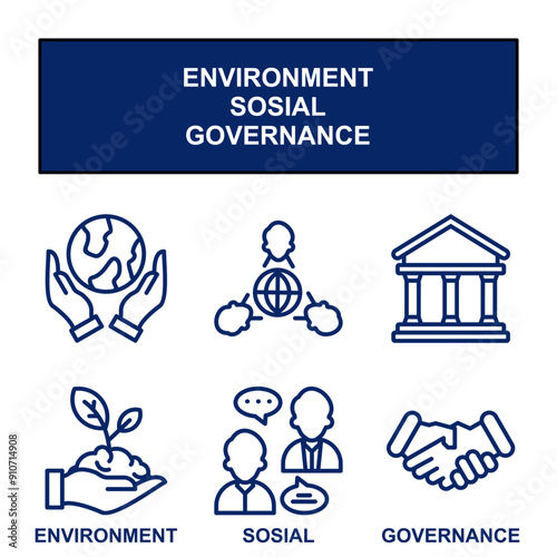 ESG  icon set vector illustration for Environment Social Governance of corporate sustainability performance for investment screening